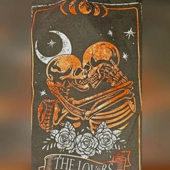 Free People The Lovers Skull Tarot Card T-shirt Pepper Small & Large NIP - Picture 6 of 9